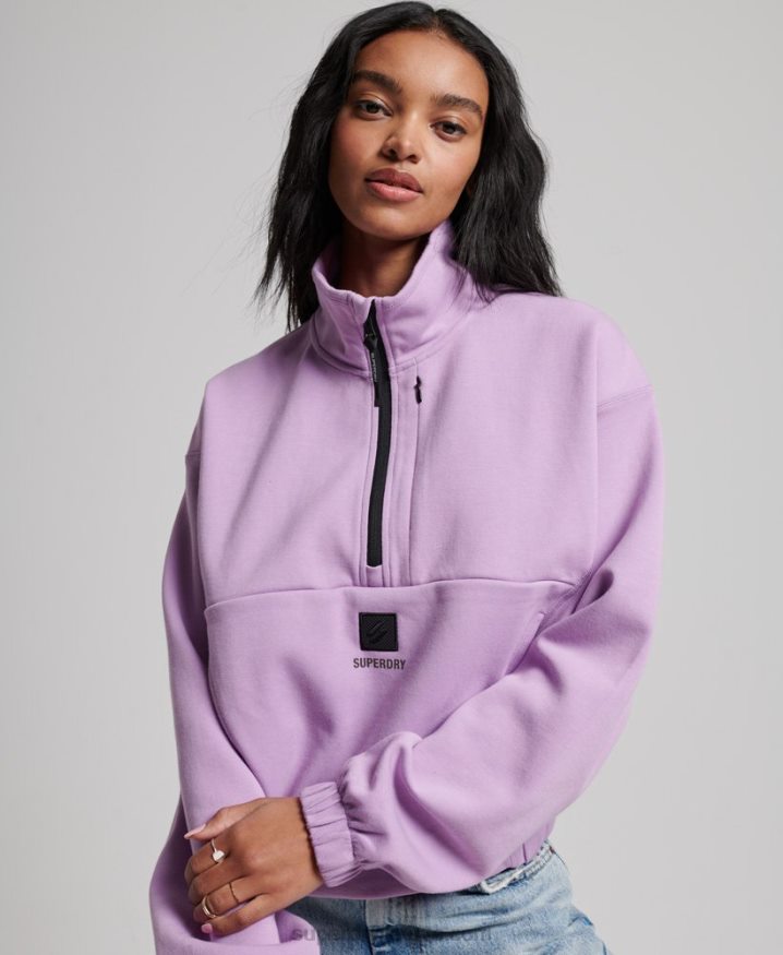 Superdry Tech Batwing Half Zip Sweatshirt Purple Women