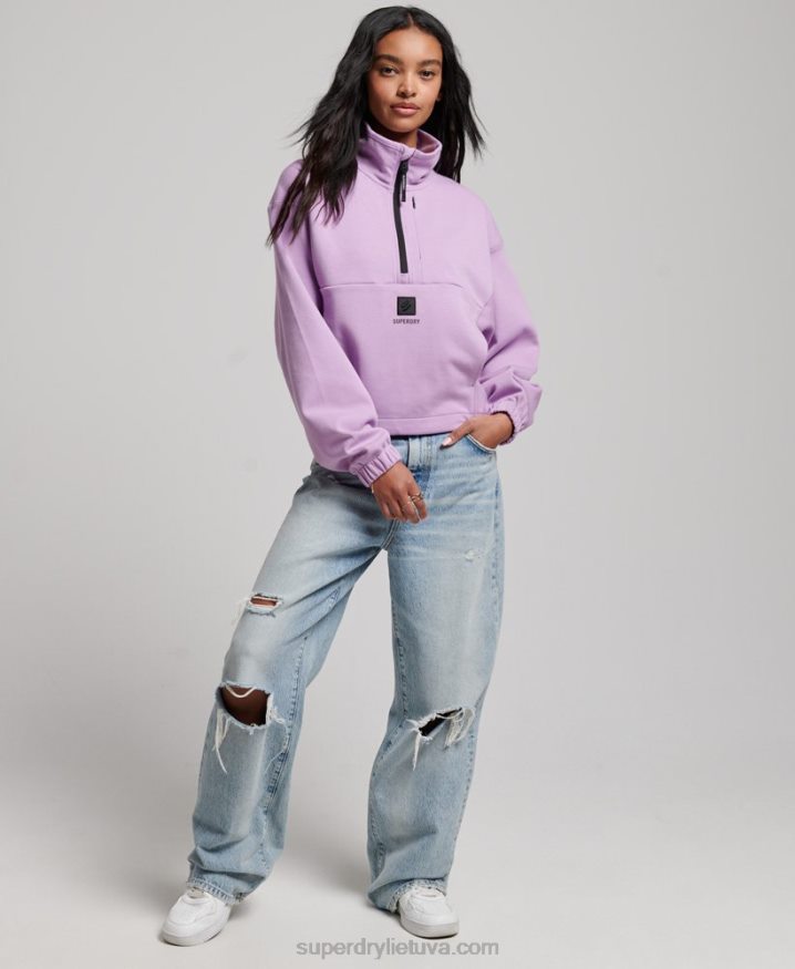 Superdry Tech Batwing Half Zip Sweatshirt Purple Women