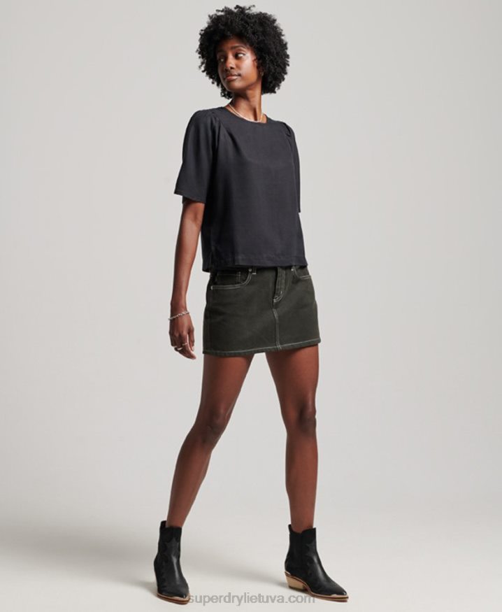 Superdry Tencel Woven T-Shirt Black Women