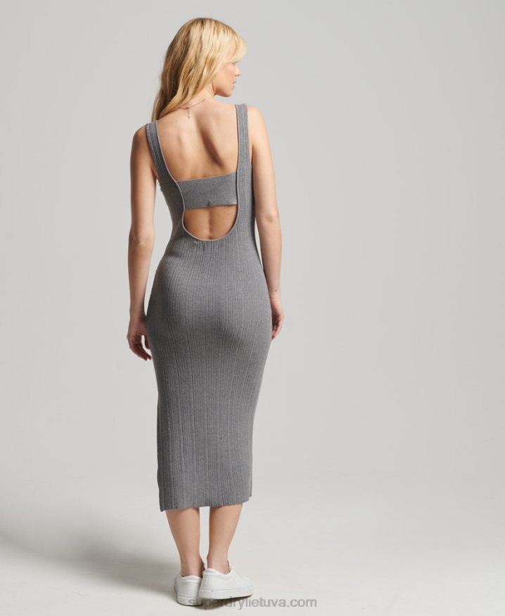 Superdry Textured Knitted Dress Grey Women