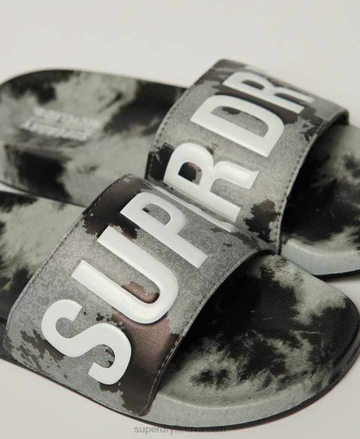 Superdry Tie Dye Vegan Sliders Black Women