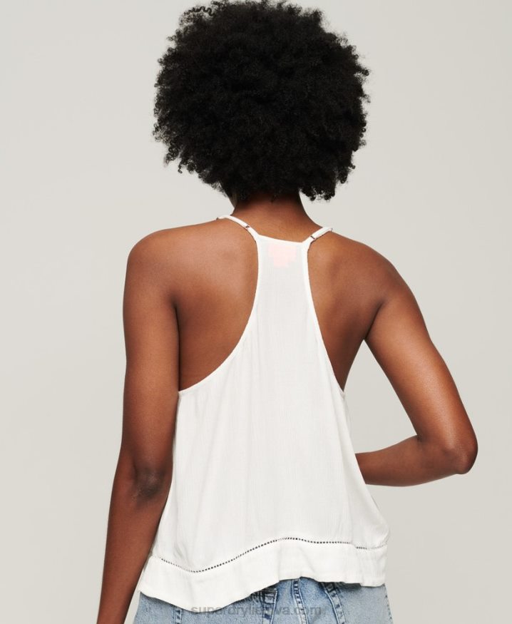 Superdry Tie Neck Cami Top White Women