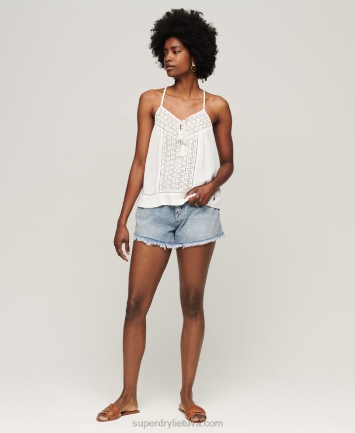 Superdry Tie Neck Cami Top White Women