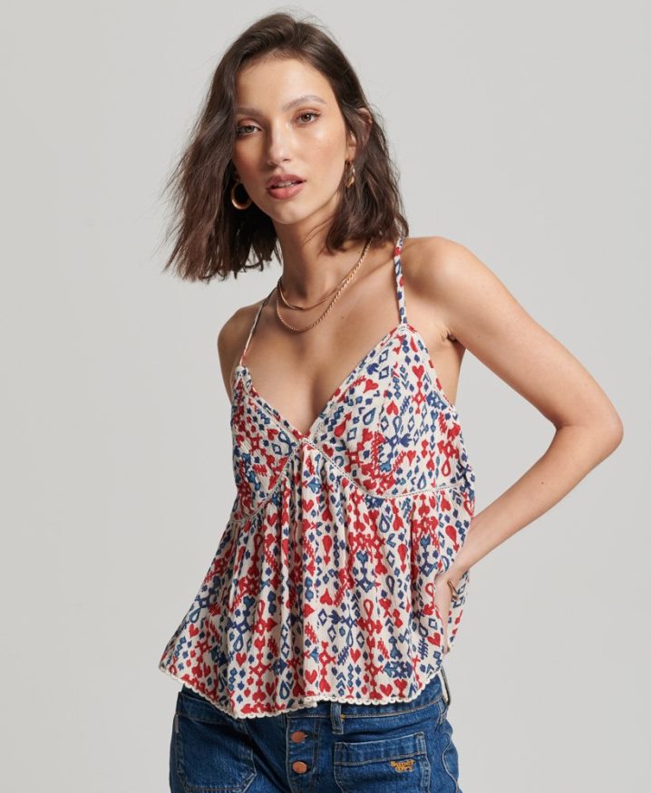 Superdry Tiered Cami Top Red Women