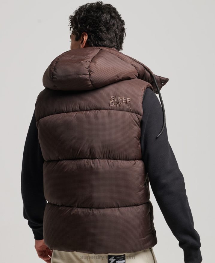 Superdry Touchline Short Padded Gilet Brown Men