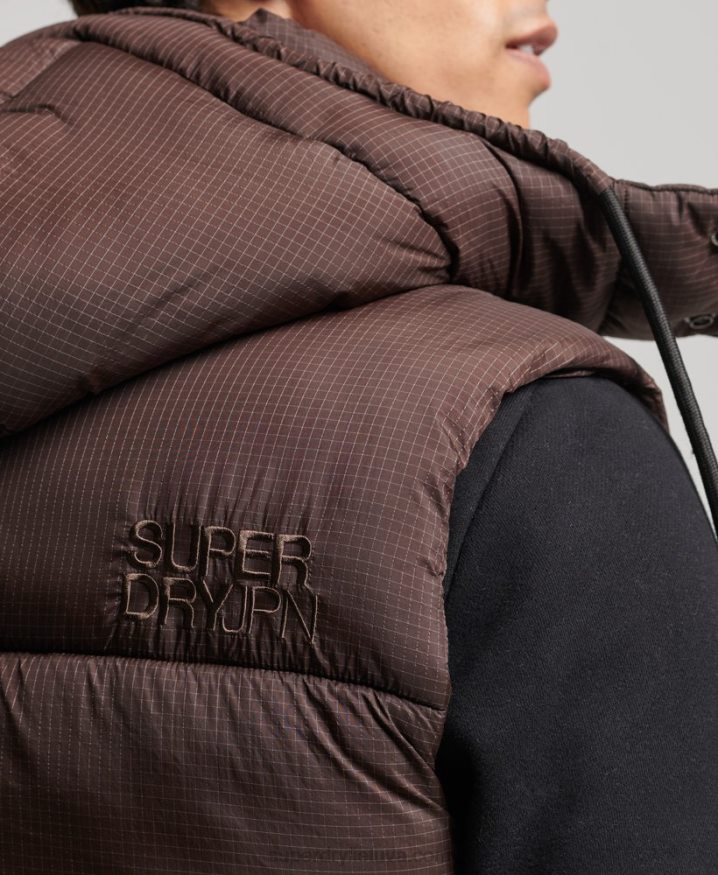 Superdry Touchline Short Padded Gilet Brown Men