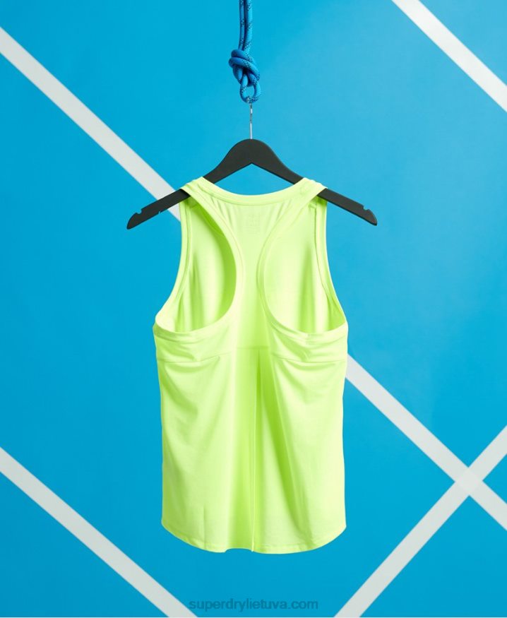 Superdry Training Gym Vest Tops Yellow Women