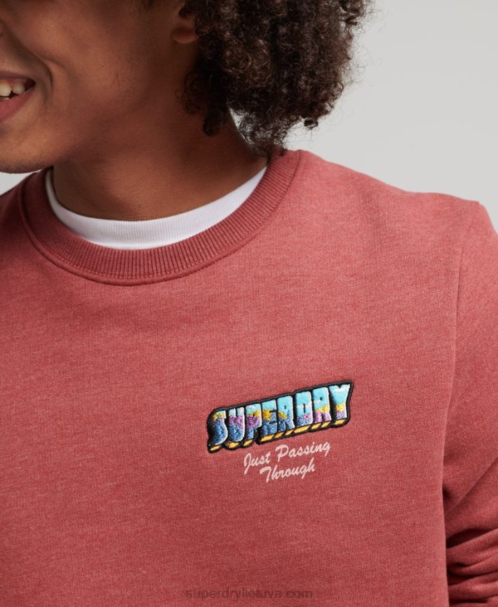 Superdry Travel Postcard Graphic Sweatshirt Red Men