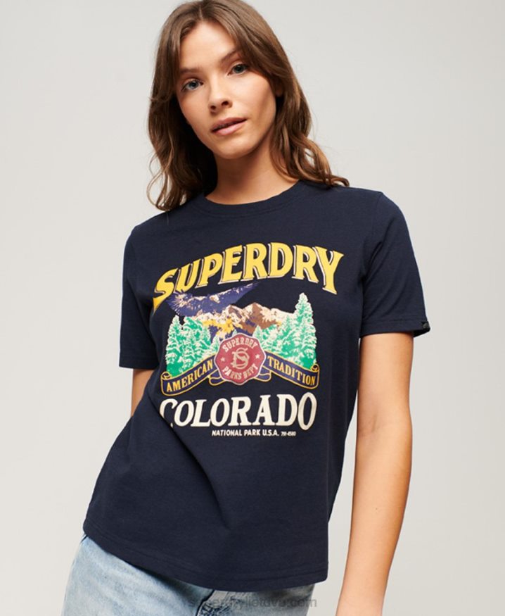 Superdry Travel Souvenir Graphic T-Shirt Navy Women