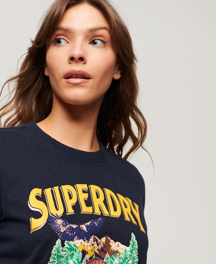 Superdry Travel Souvenir Graphic T-Shirt Navy Women