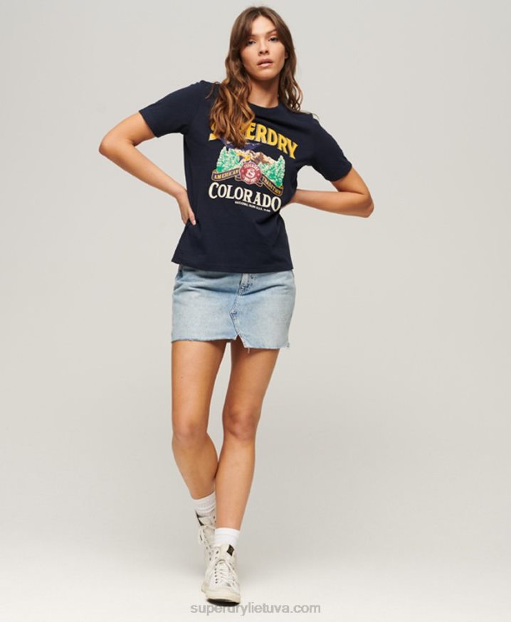 Superdry Travel Souvenir Graphic T-Shirt Navy Women