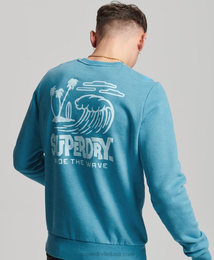 Superdry Travel Sticker Crew Sweatshirt Blue Men