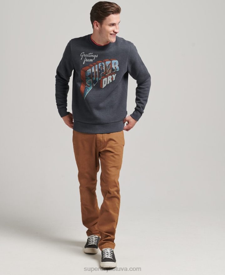 Superdry Travel Sticker Crew Sweatshirt Navy Men