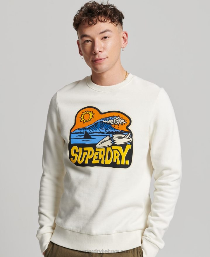 Superdry Travel Sticker Crew Sweatshirt White Men