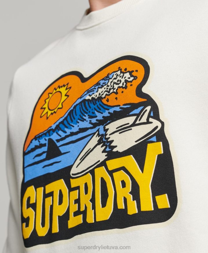 Superdry Travel Sticker Crew Sweatshirt White Men