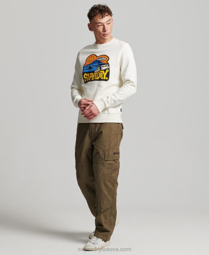 Superdry Travel Sticker Crew Sweatshirt White Men