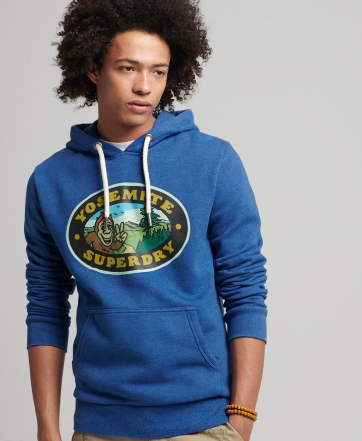 Superdry Travel Sticker Hoodie Dark Blue Men