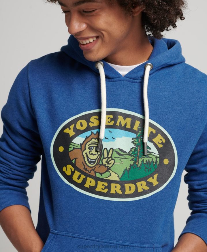 Superdry Travel Sticker Hoodie Dark Blue Men