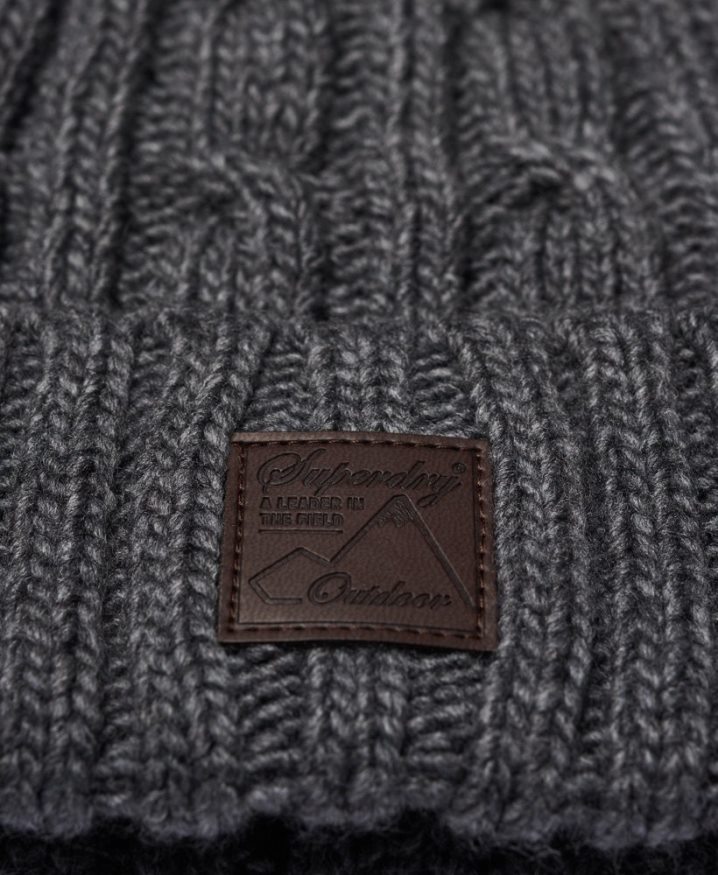 Superdry Trawler Cable Beanie Grey Men