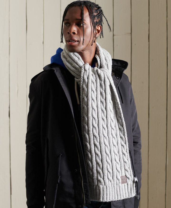 Superdry Trawler Cable Scarf Cream Men