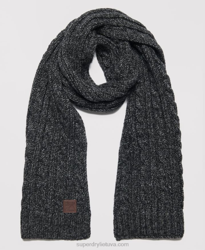 Superdry Trawler Cable Scarf Dark Grey Men