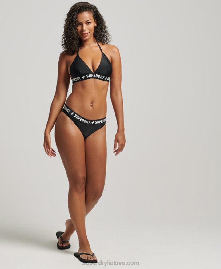 Superdry Triangle Elastic Recycled Bikini Top Black Women