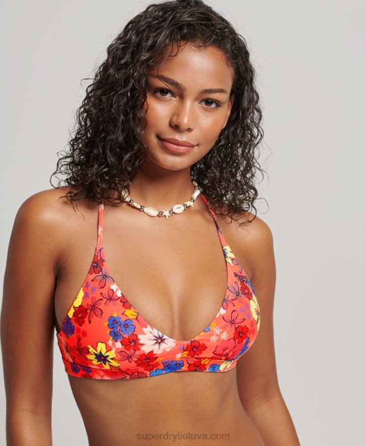 Superdry Triangle Recycled Bikini Top Orange Women