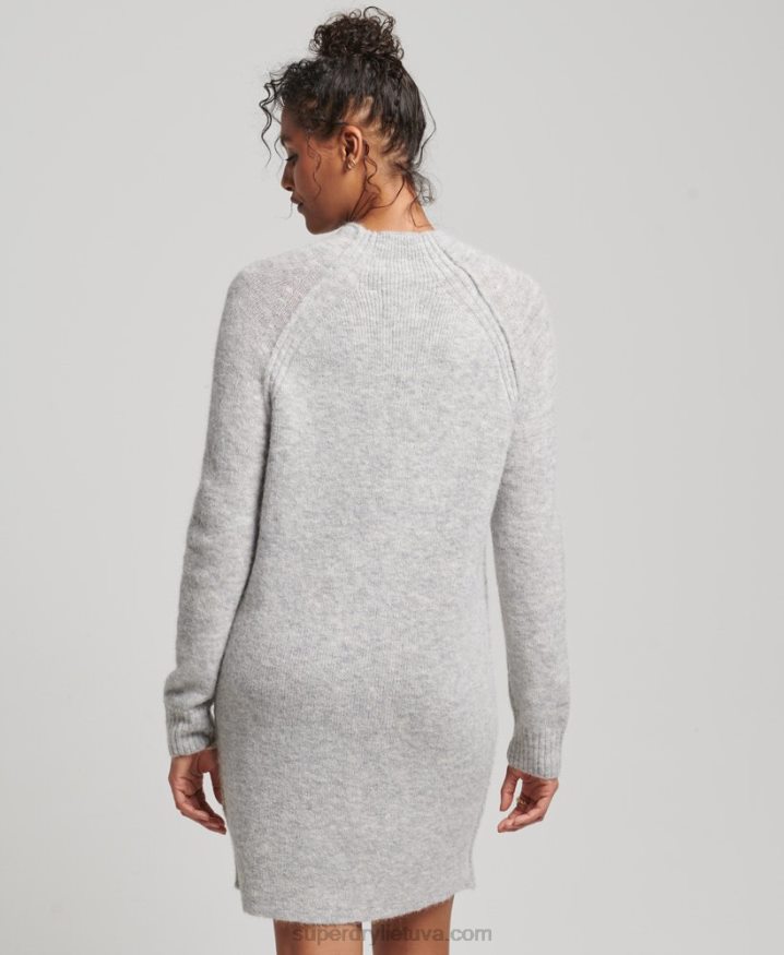 Superdry Turtleneck Dress Light Grey Women