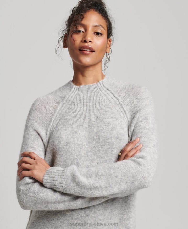 Superdry Turtleneck Dress Light Grey Women