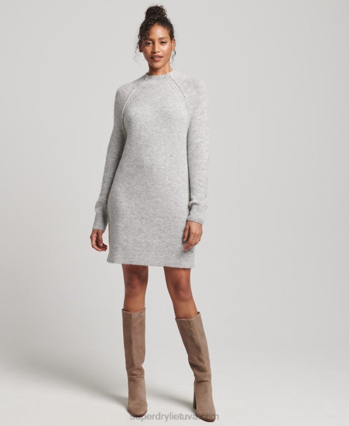 Superdry Turtleneck Dress Light Grey Women