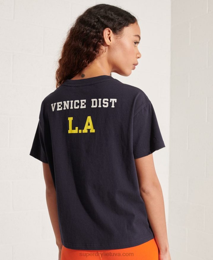 Superdry Varsity Arch Boxy T-Shirt Navy Women