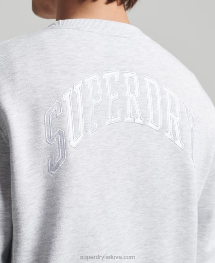 Superdry Varsity Arch Crew Sweatshirt Light Grey Men