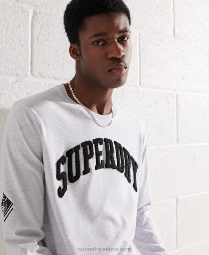 Superdry Varsity Arch Long Sleeved Top Light Grey Men