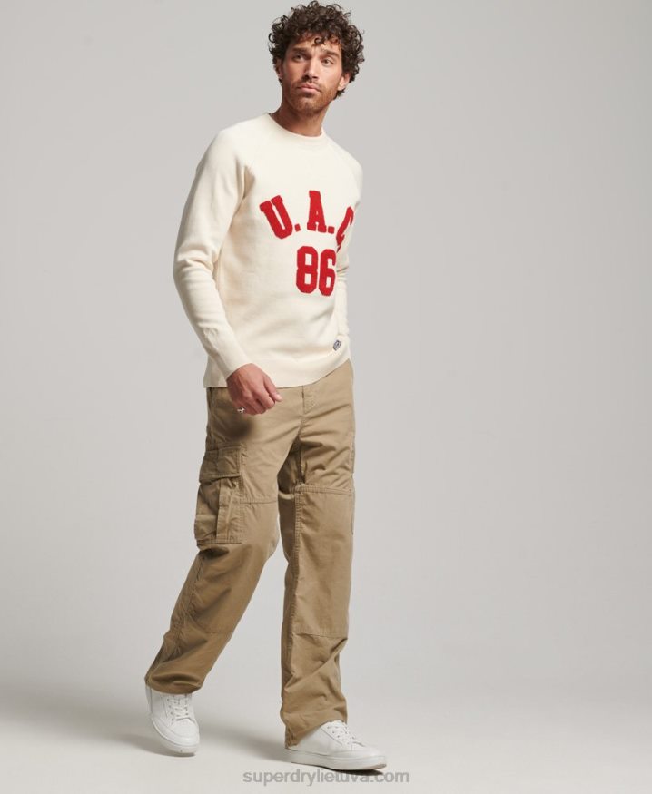 Superdry Varsity Crew Jumper Cream Men