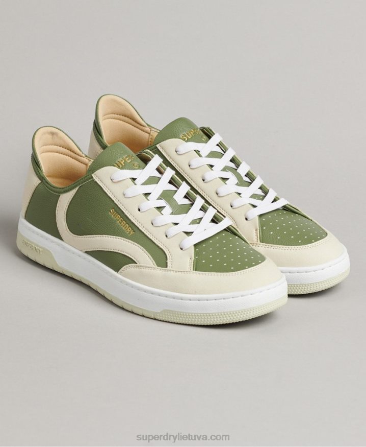 Superdry Vegan Basket Low Top Trainers Green Men