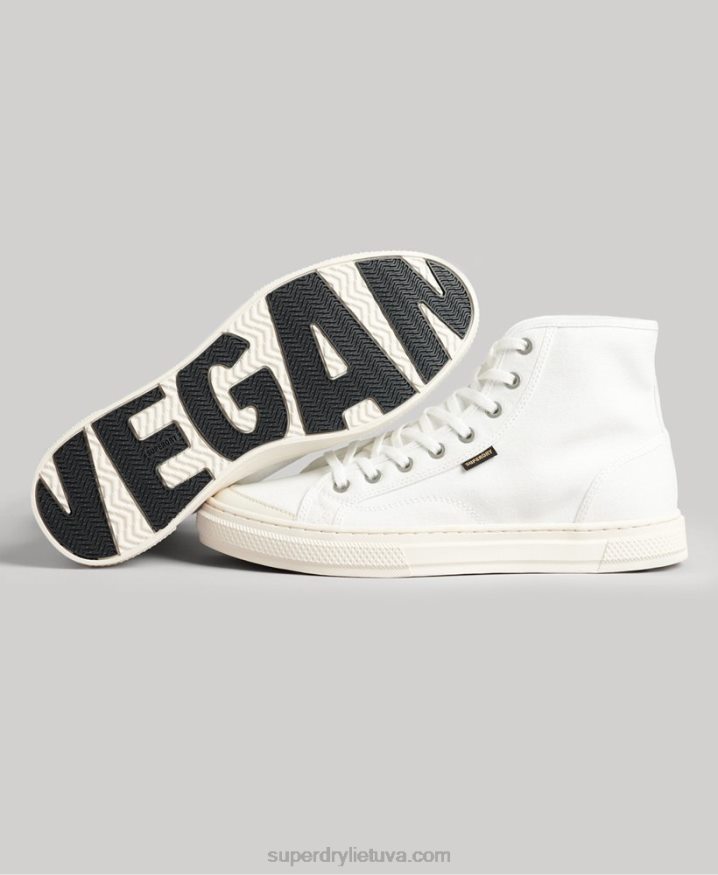 Superdry Vegan Canvas High Top Trainers Cream Men