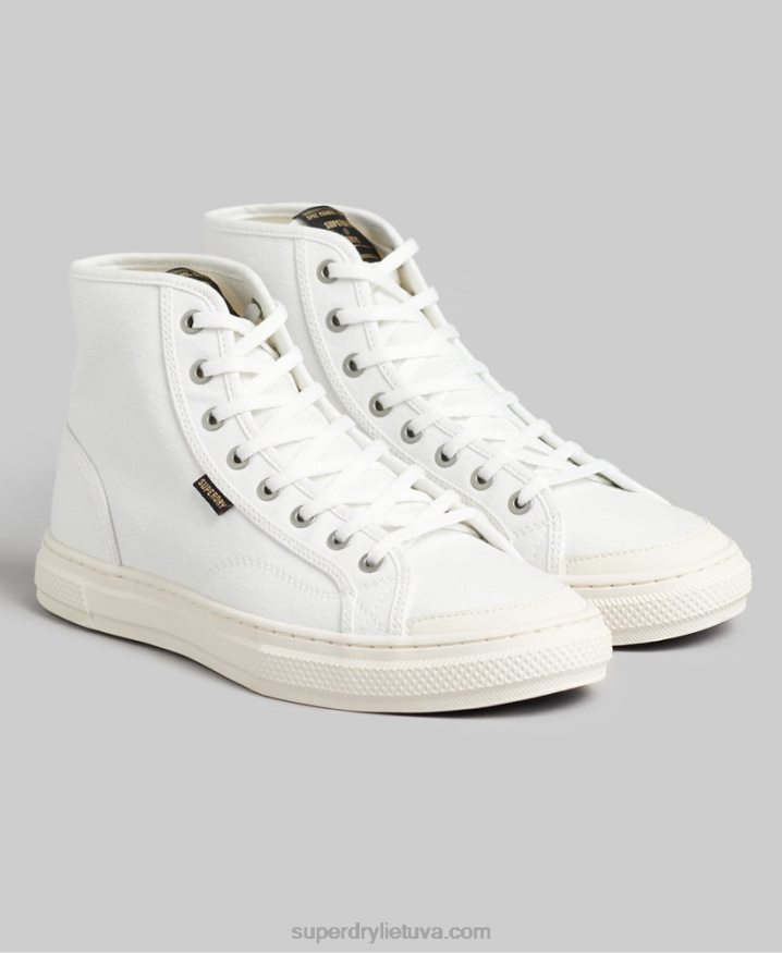 Superdry Vegan Canvas High Top Trainers Cream Men