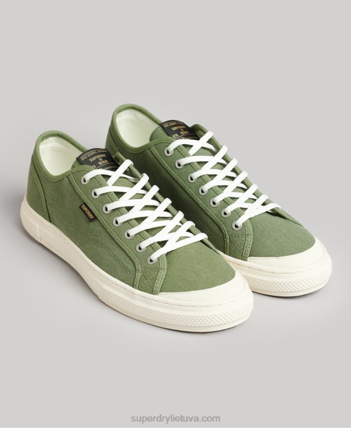 Superdry Vegan Canvas Low Top Trainers Green Men