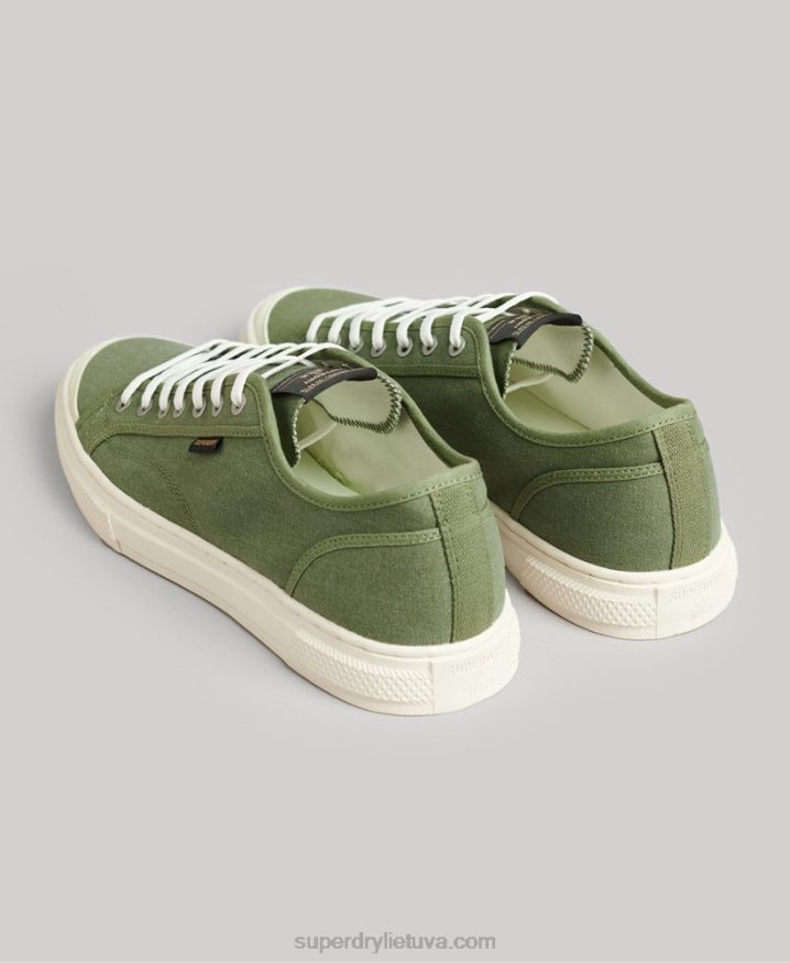 Superdry Vegan Canvas Low Top Trainers Green Men