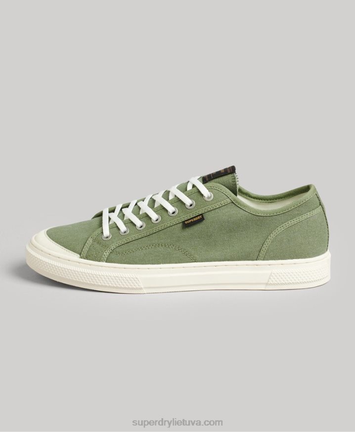 Superdry Vegan Canvas Low Top Trainers Green Men