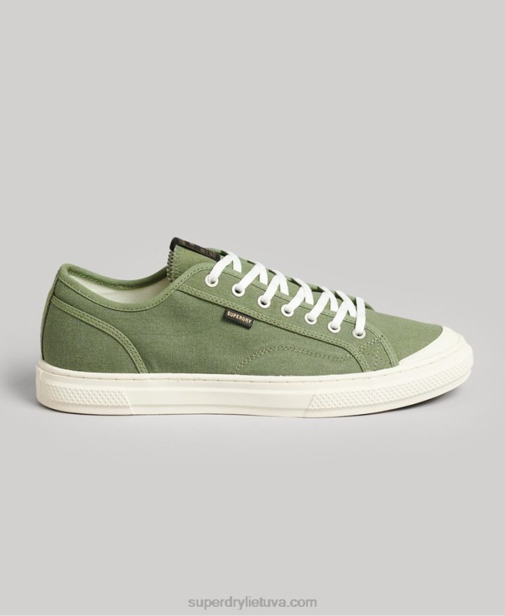 Superdry Vegan Canvas Low Top Trainers Green Men