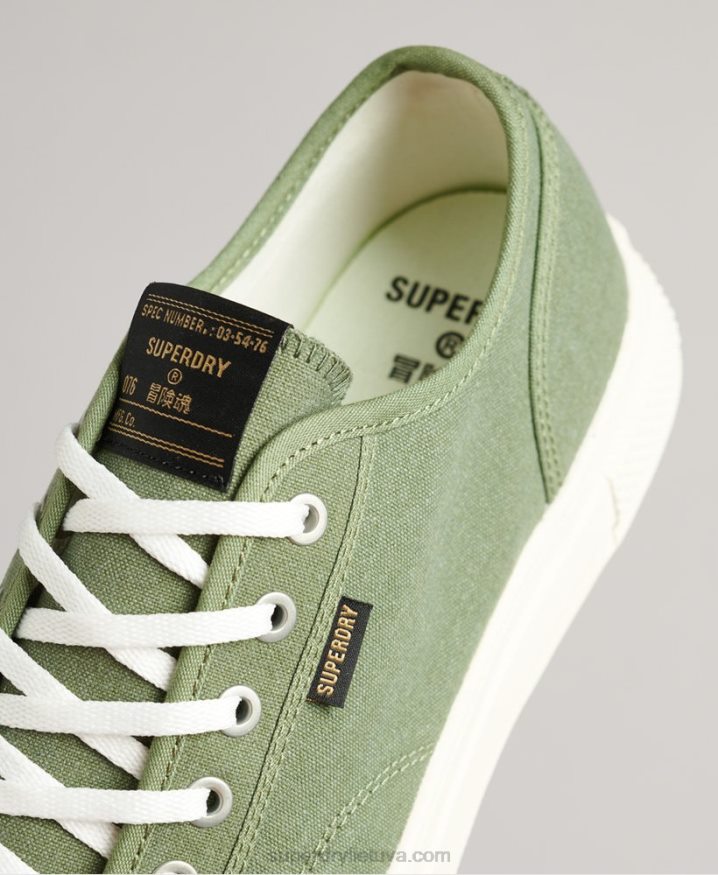 Superdry Vegan Canvas Low Top Trainers Green Men