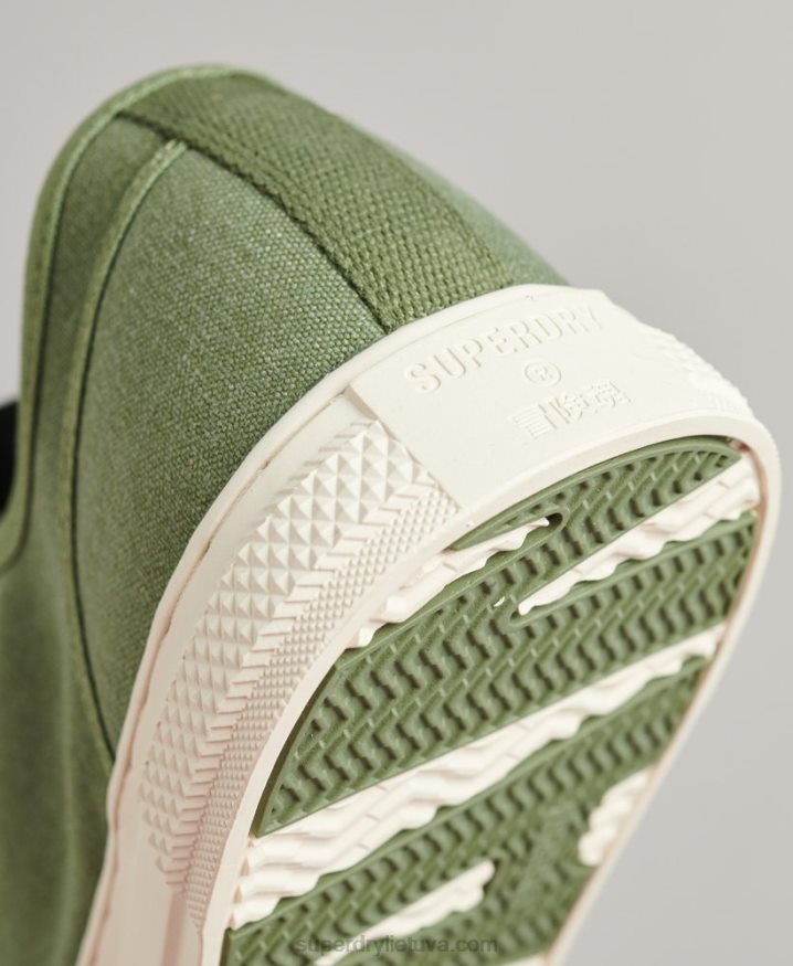 Superdry Vegan Canvas Low Top Trainers Green Men