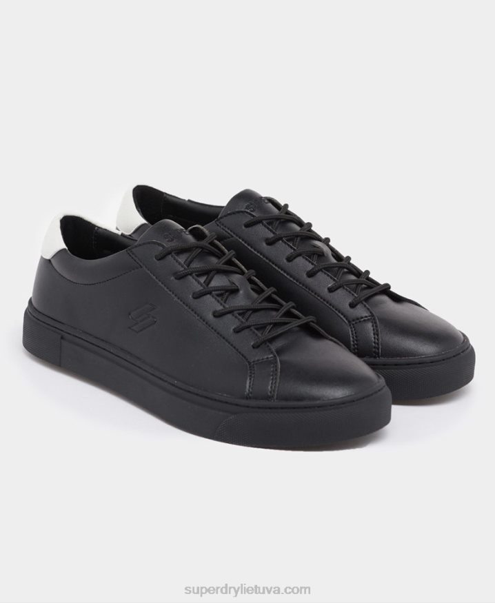 Superdry Vegan Court Tennis Trainers Black Men