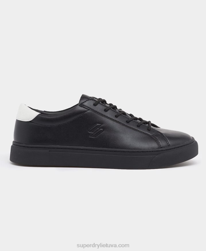 Superdry Vegan Court Tennis Trainers Black Men