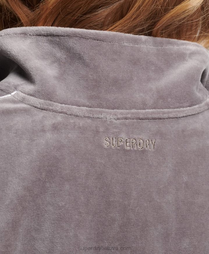 Superdry Velour Henley Sweatshirt Grey Women