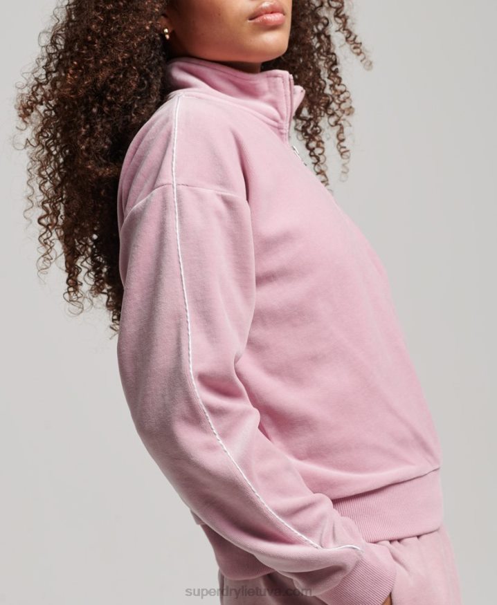 Superdry Velour Henley Sweatshirt Pink Women