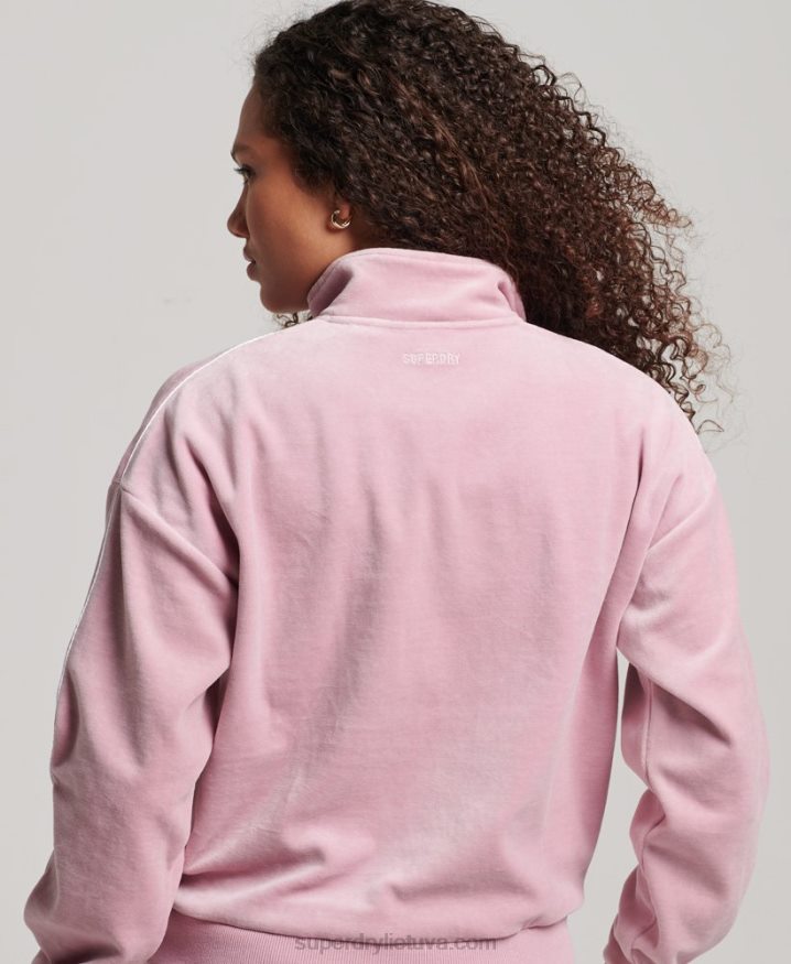 Superdry Velour Henley Sweatshirt Pink Women