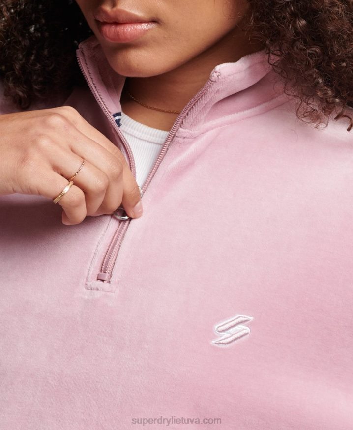 Superdry Velour Henley Sweatshirt Pink Women