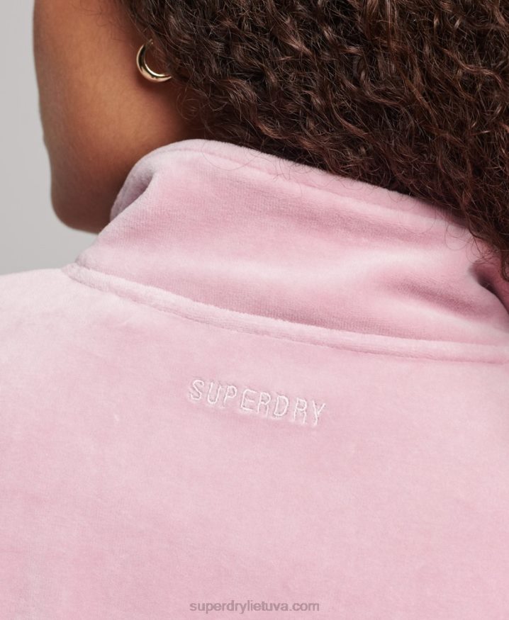 Superdry Velour Henley Sweatshirt Pink Women